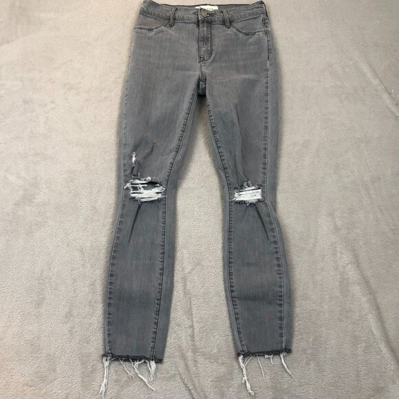 Pacsun Womens Jeans Size 24 Distressed Ankle Skinny Jeggings Frayed Hem Gray Y2K - Picture 14 of 15